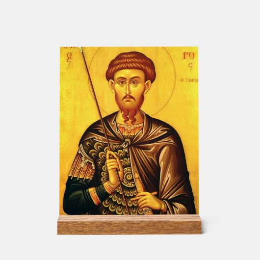 Sint Theodorus Tiron orthodoxe icoon Acryl Bord (Voorkant)