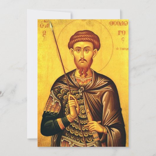 Sint Theodorus Tiron orthodoxe icoon Kaart (Voorkant)