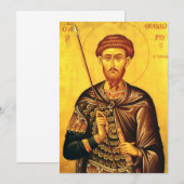 Sint Theodorus Tiron orthodoxe icoon Kaart (Voorkant / Achterkant)
