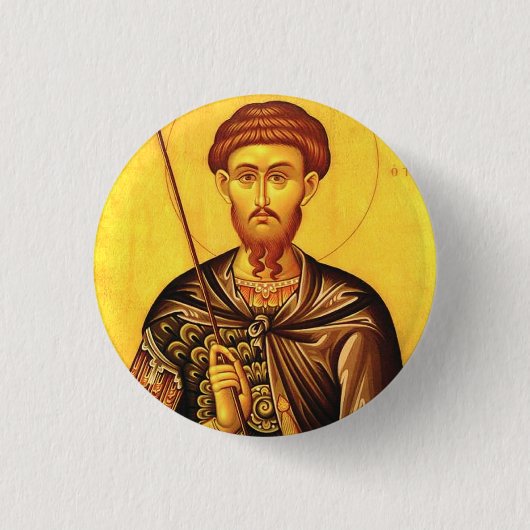Sint Theodorus Tiron orthodoxe icoon Ronde Button 3,2 Cm (Voorkant)