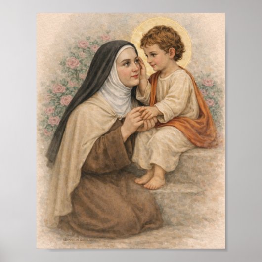 Sint Therese met Kind Jezus Katholiek Poster (Voorkant)