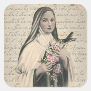 Sint-Therese religieuze Vintage Carmelite Nun Vierkante Sticker