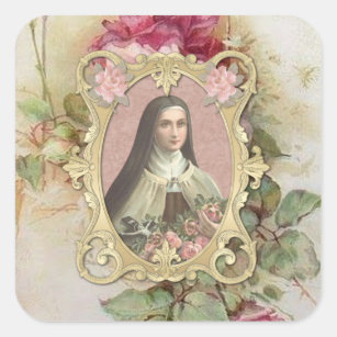 Sint-Therese  Rozen Katholiek Vierkante Sticker