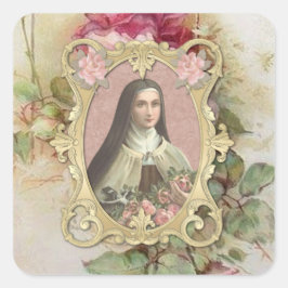 Sint-Therese Rozen Katholiek Vierkante Sticker