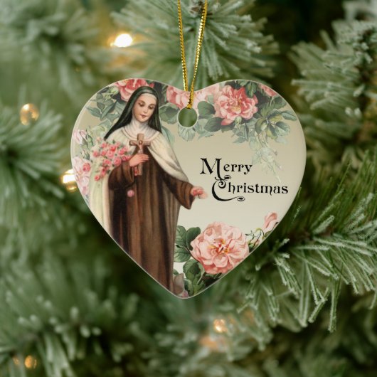 Sint-Therese Rozen voor religieuze katholieke kers Keramisch Ornament (Boom)