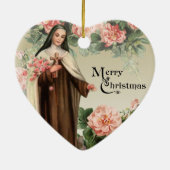 Sint-Therese Rozen voor religieuze katholieke kers Keramisch Ornament (Achterkant)