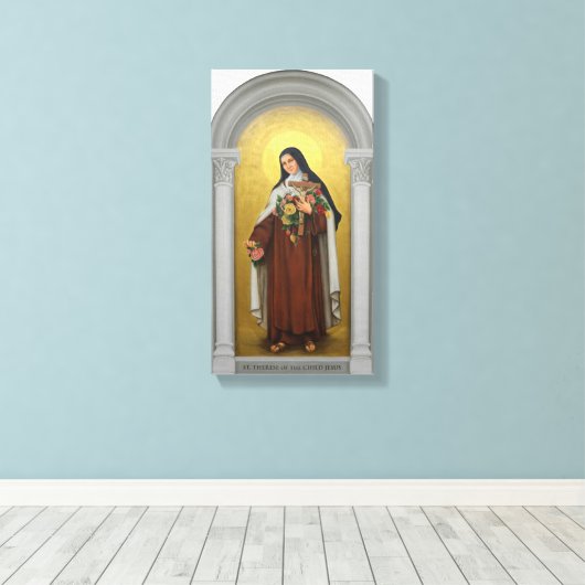 Sint Therese van het Kind Jezus Katholieke Karmeli Canvas Afdruk (Insitu (Houten vloer))