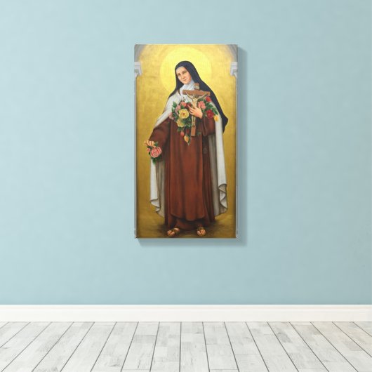 Sint Therese van het Kind Jezus Katholieke Karmeli Canvas Afdruk (Insitu (Houten vloer))