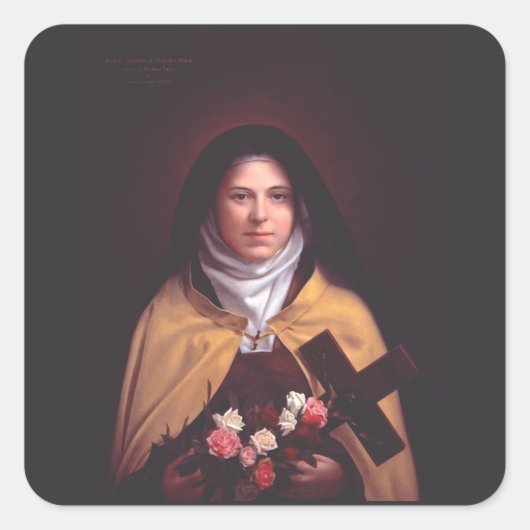 Sint Theresia van Lisieux Vierkante Sticker (Voorkant)