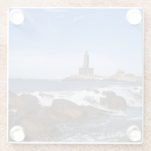 Sint-Thiruvalluvar-standbeeld | Tamil Nadu, India Glazen Onderzetter (Achterkant)