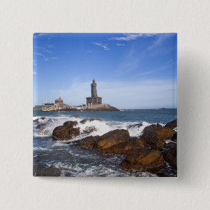 Sint-Thiruvalluvar-standbeeld   Tamil Nadu, India Vierkante Button 5,1 Cm