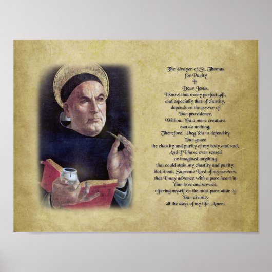 Sint Thomas Aquinas Prayer voor Zuiverheid. Poster (Voorkant)