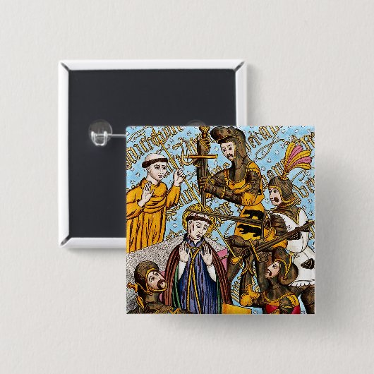 Sint Thomas Becket's martelaarschap (M 031) Vierkante Button 5,1 Cm (Voorkant /achterkant)