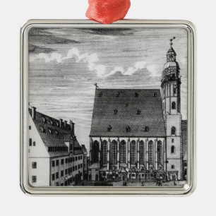 Sint Thomas Church en School in Leipzig, 1723 Metalen Ornament