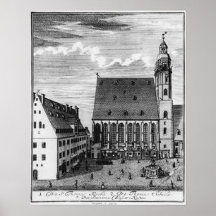 Sint Thomas Church en School in Leipzig, 1723 Poster
