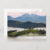 Sint Thomas kerk met bergen in Sloveense bar Briefkaart (Voorkant / Achterkant)