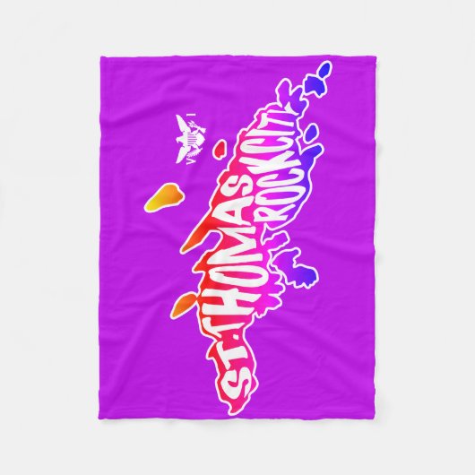 Sint Thomas, "Rock City" Maagdeneilanden | PAARS Fleece Deken (Voorkant)
