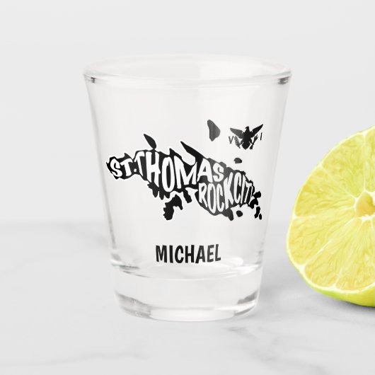 Sint Thomas "Rock City" Maagdeneilanden Shot Glas (Voorkant)