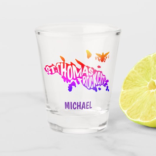 Sint Thomas "Rock City" Maagdeneilanden | Sunset Shot Glas (Voorkant)