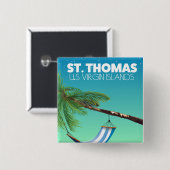 Sint Thomas US Maagdeneilanden. Vierkante Button 5,1 Cm (Voorkant /achterkant)