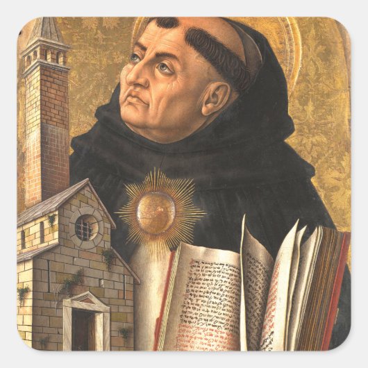 Sint Thomas van Aquino Vierkante Sticker (Voorkant)