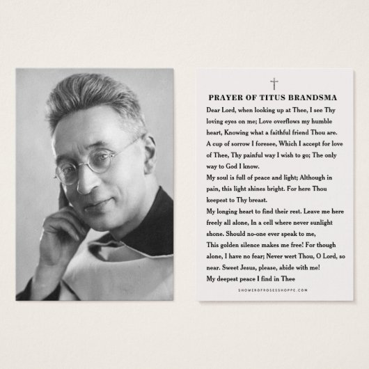 Sint-Titus Brandsma katholiek gebed Visitekaartje (Voorkant /achterkant)