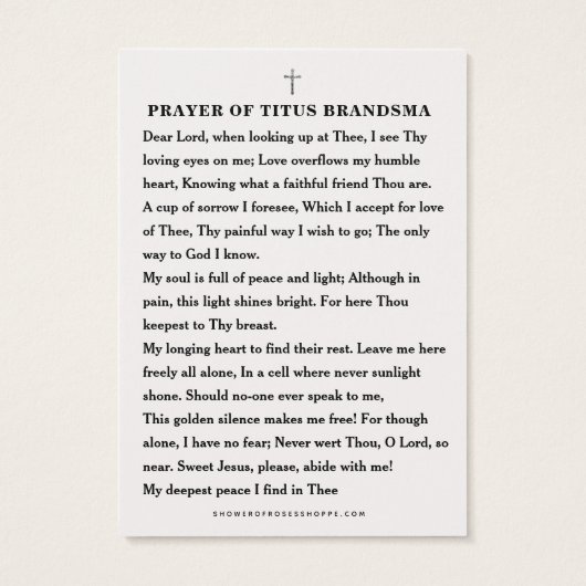 Sint-Titus Brandsma katholiek gebed Visitekaartje (Achterkant)