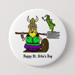 Sint-Urho-Buttonnen met vredessprinkhaan Ronde Button 7,6 Cm