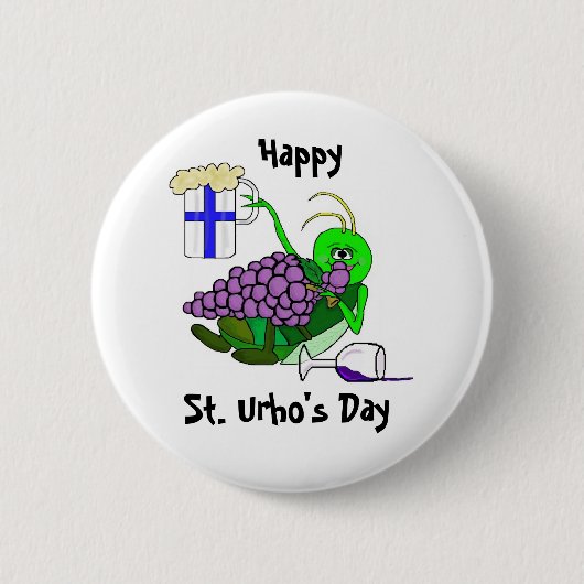 Sint Urho's Day Button - Drink sprinkhaan (Voorkant)
