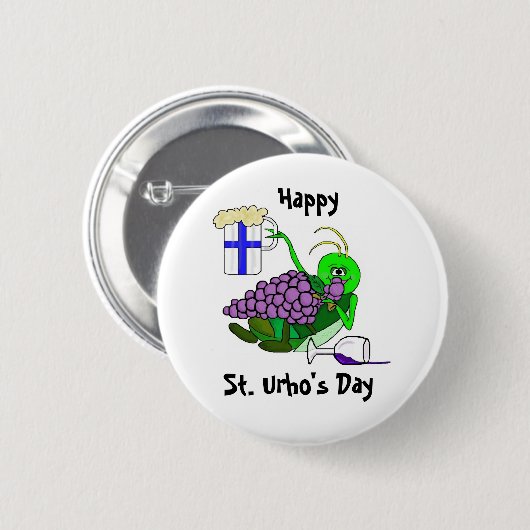 Sint Urho's Day Button - Drink sprinkhaan (Voorkant /achterkant)