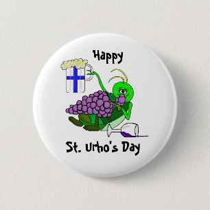 Sint Urho's Day Button - Drink sprinkhaan