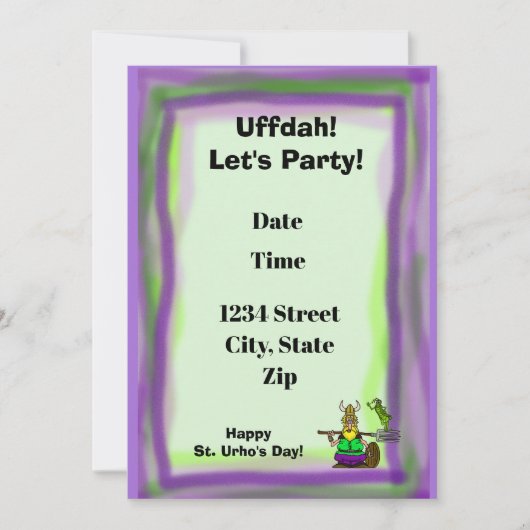 Sint Urho's Day Party Invitation Paars & Green Kaart (Voorkant)