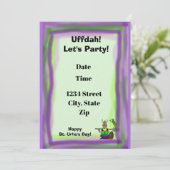 Sint Urho's Day Party Invitation Paars & Green Kaart (Staand voorkant)