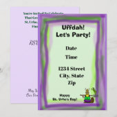 Sint Urho's Day Party Invitation Paars & Green Kaart (Voorkant / Achterkant)