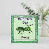 Sint Urho's Day Party Invite met sprinkhaan Kaart (Staand voorkant)