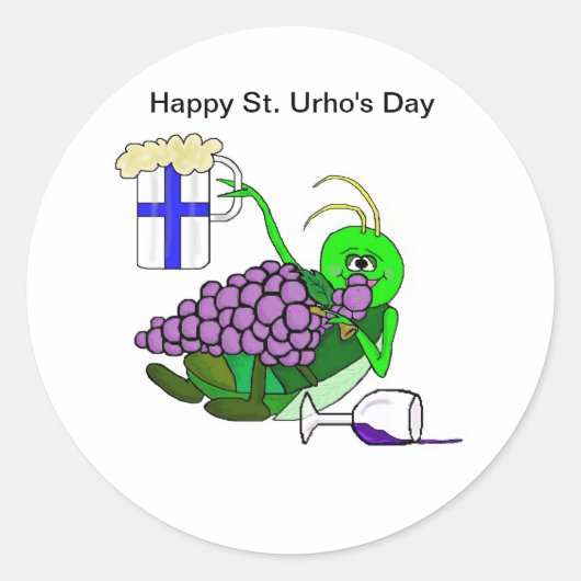 Sint Urho's Day Stickers met Drunken Grasshopper (Voorkant)