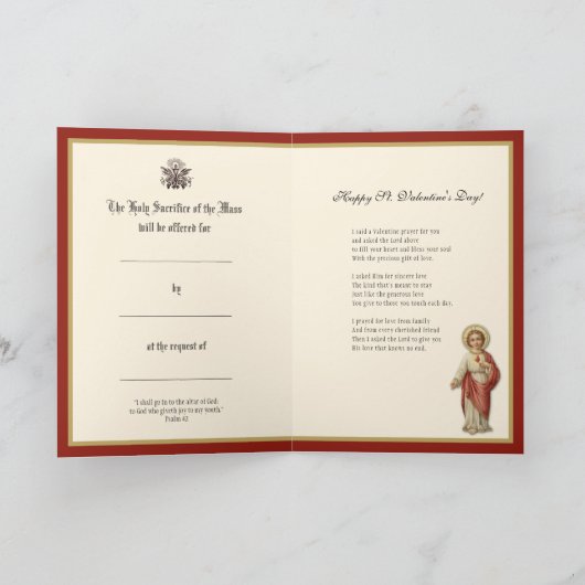 Sint-Valentijnsdag mis met bidden Kaart (Binnen)