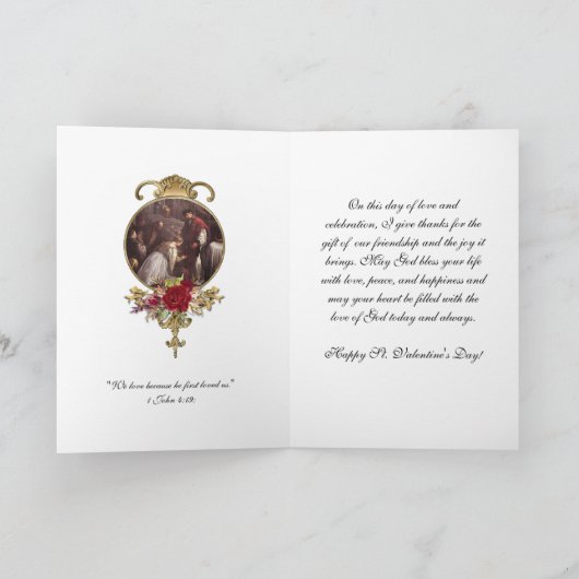 Sint-Valentijnsdag Religieuze Kaart gebeden feestd (Binnen)