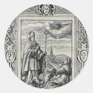 Sint-Valentinus van Rome Gravure Premium Kunst Ronde Sticker