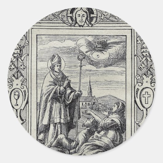 Sint-Valentinus van Rome Gravure Premium Kunst Ronde Sticker (Voorkant)