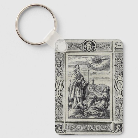 Sint-Valentinus van Rome Gravure Premium Kunst Sleutelhanger (Voorkant)