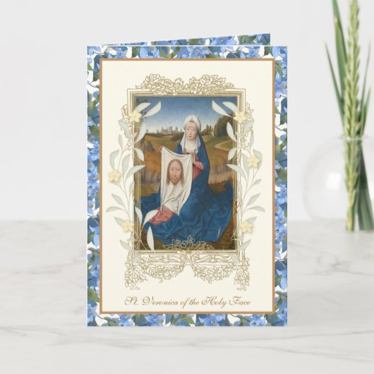 Sint-Veronica Heilig Gezicht Jezus Floral Kaart (Voorkant)