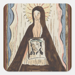 Sint Veronica Jezus ziet  kunstschilderij Vierkante Sticker