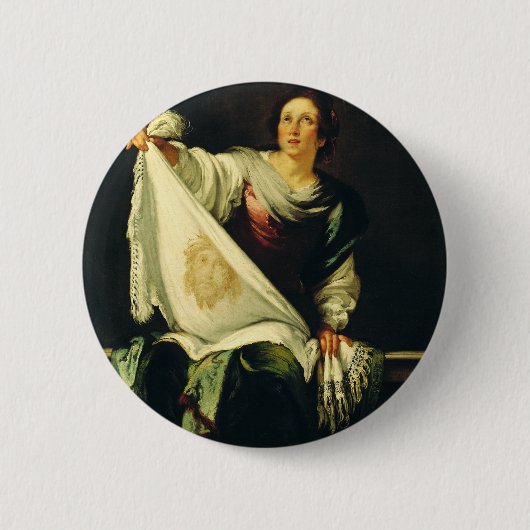 Sint Veronica Kunst Het Mirakel van de Heilige Aan Ronde Button 5,7 Cm (Voorkant)