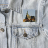 Sint-Vituskathedraal en het kasteel van Praag, een Vierkante Button 5,1 Cm (In situ)