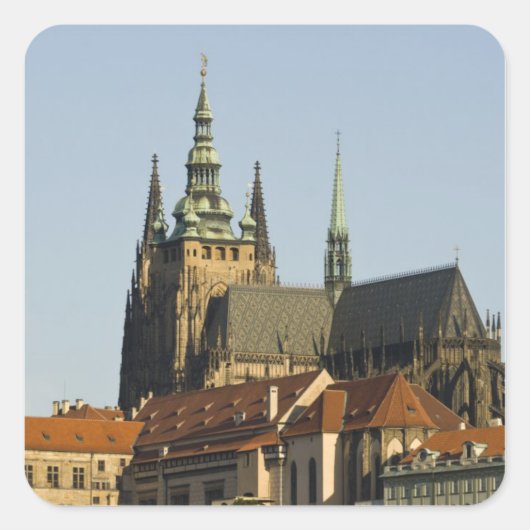 Sint-Vituskathedraal en het kasteel van Praag, een Vierkante Sticker (Voorkant)
