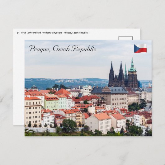 Sint-Vituskathedraal en panorama van Praag - Tsjec Briefkaart (Voorkant / Achterkant)