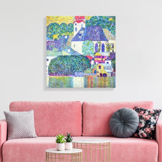 Sint-Wolfgang kerk van Gustav Klimt, Victoriaans k Canvas Afdruk (Insitu (Woonkamer))