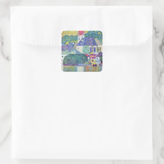 Sint-Wolfgang kerk van Gustav Klimt, Victoriaans k Vierkante Sticker (Tas)