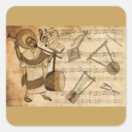 Sint Yared & Het Ethiopische Muziekinstrument Vierkante Sticker